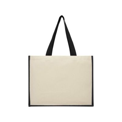 Сумка-тоут Varai для покупок из холщового хлопка и джута (плотность 320 г/м2), черный-1