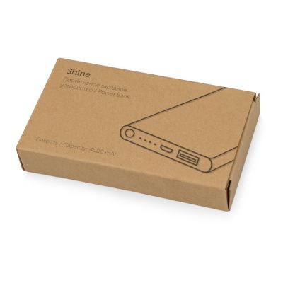 Портативное зарядное устройство Shine с зеркальной гравировкой, 4000 mAh, оранжевый-6