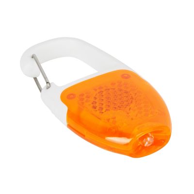 Брелок - фонарик с отражателем и карабином, оранжевый/белый-2