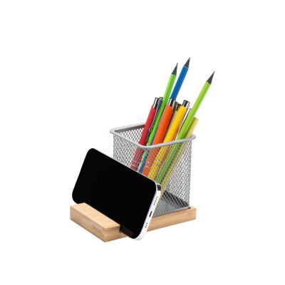 Подставка для ручек и телефона Fika, натуральный/серый-2