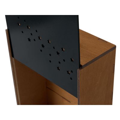 Подарочная коробка из фанеры Constellation 330х220х100 мм, фанера 6 мм, крышка на выдвижных пазах черная ЛХДФ 3 мм, бечевка-6