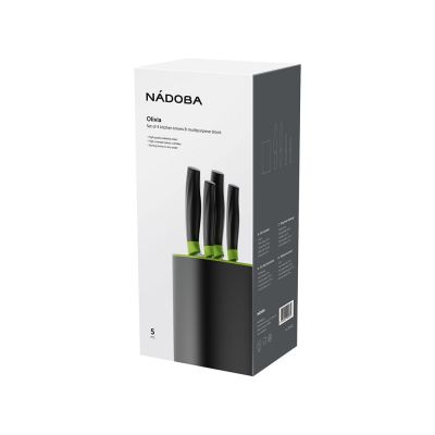Набор из 4 кухонных ножей в универсальном блоке,  NADOBA, серия OLIVIA-1