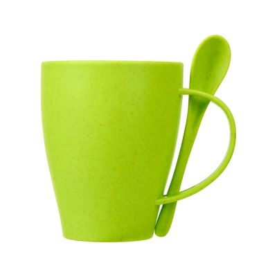 Пшеничная кружка Nina с ложкой, 300ml зеленое яблоко 375C-1