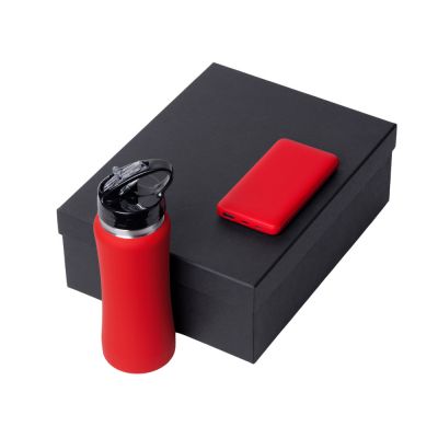Подарочный набор с бутылкой для воды и повербанком С2, 10000 mAh, красный-1
