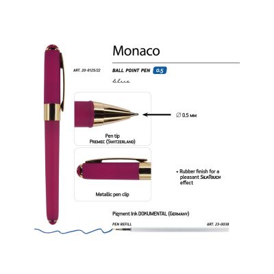 Ручка пластиковая шариковая Monaco, 0,5мм, синие чернила, пурпурный-2