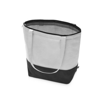 Сумка-холодильник Reviver с длинными ручками из нетканого переработанного материала RPET, белый/черный-1