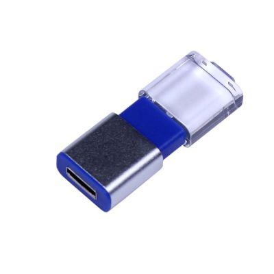 USB-флешка промо на 32 Гб прямоугольной формы, выдвижной механизм, синий-1
