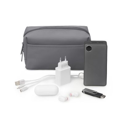 Органайзер для электроники и проводов из искусственной кожи Sofit, серый-0