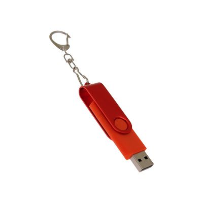 USB-флешка на 16 Гб 2 в 1 поворотный механизм, c дополнительным разъемом Type-C с одноцветным металлическим клипом, красный-2