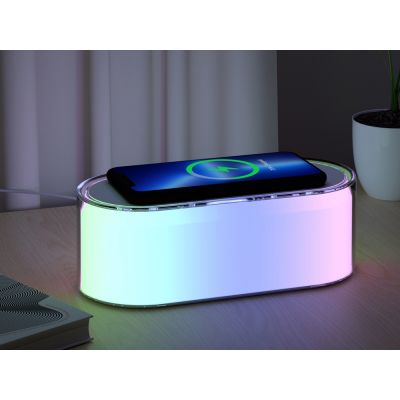 Ночник с беспроводной зарядкой и RGB подсветкой Miracle, 15 Вт, белый-7