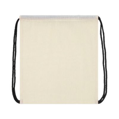 Рюкзак со шнурком Oregon, имеет цветные веревки, изготовлен из хлопка 100 г/м2, бежевый/черный-1
