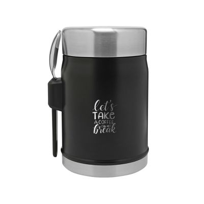 Банка для еды объемом 400 мл с ложкой-вилкой Stanley Legendary - черный матовый-5