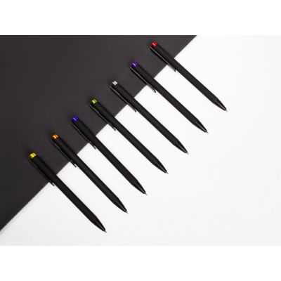 Ручка металлическая шариковая Taper Metal софт-тач с цветным зеркальным слоем, черный с фиолетовым-4