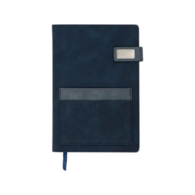 Бизнес блокнот А5 Freya с клапаном и карманом для визиток, твердая обложка, 128 листов, синий и темно-1