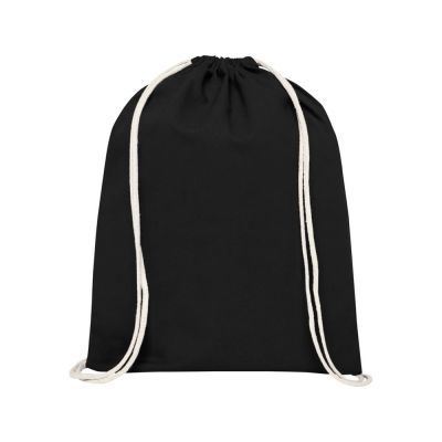 Рюкзак со шнурком Tenes из хлопка плотностью 140 г/м2, черный-1