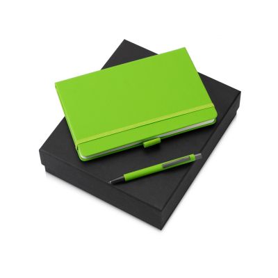 Подарочный набор Vision Pro soft-touch с ручкой и блокнотом А5, зеленое яблоко-0
