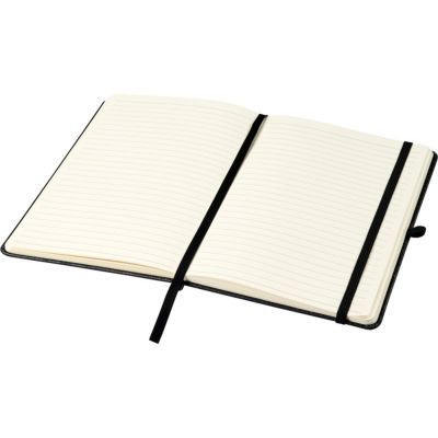 Блокнот Atlana размером A5 с отделкой из кусочков кожи, черный-3