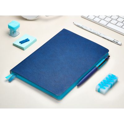 Ежедневник А5 датированный Boston 2026, синий с голубым обрезом-11