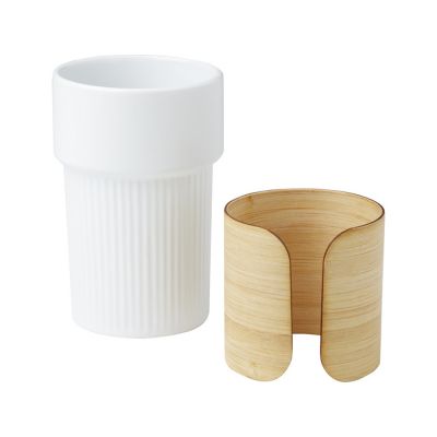 Fika стакан 340 мл с бамбуковым чехлом - Белый-2