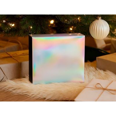 Подарочная коробка с голографическим шубером без печати Aurora, L, 260х260х100 мм.-5