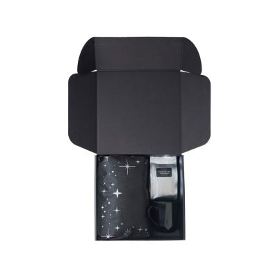 Подарочный набор с кружкой, подносом, свечой и чаем, черный-2