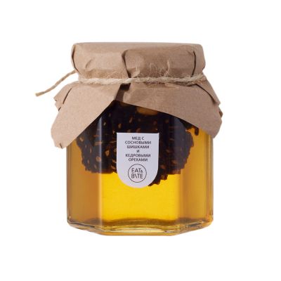 Мед с сосновой шишкой и кедровым орехом 250 гр.-1