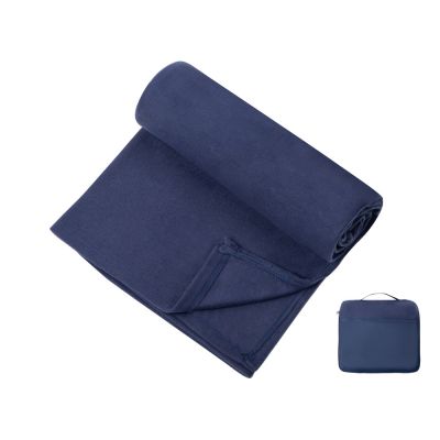 Плед для путешествий Flight в чехле с ручкой и карманом, темно-синий-0