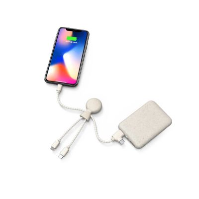 Портативное зарядное устройство BioPack c кабелем Mr. Bio, 5000 mAh, белый-3