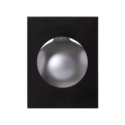 Стеклянный елочный шар Christmas bauble, серебро, металлик, с серебристым колпачком в черной коробке-2