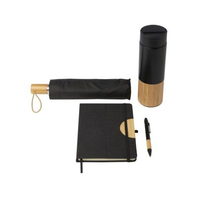 Carmen подарочный набор из блокнота формата А5 в твердой обложке и шариковой ручки - сплошной черный-2