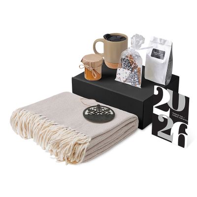 Подарочный набор c пледом, кружкой и вареньем, бежевый-1