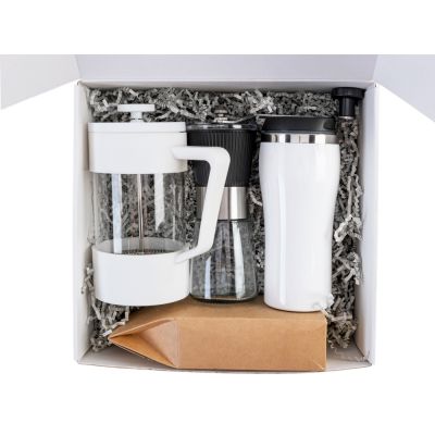Подарочный набор с кофе, кружкой и френч-прессом Бодрое утро 2.0, белый-2