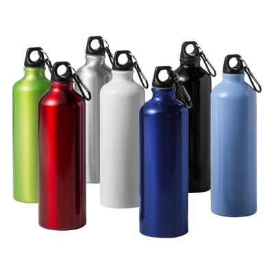 Алюминиевая бутылка для воды Oregon объемом 770 мл с карабином - сплошной черный-2