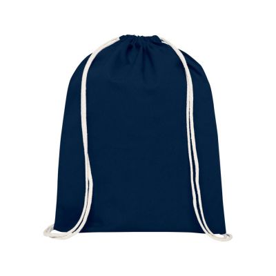 Рюкзак со шнурком Tenes из хлопка плотностью 140 г/м2, темно-синий-1