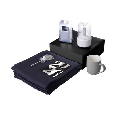 Подарочный набор с пледом, увлажнителем и кружкой, серый-1