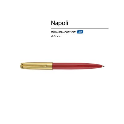 Ручка металлическая шариковая Napoli, красный/золотистый-1