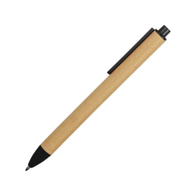 Ручка картонная пластиковая шариковая Эко 2.0, бежевый/черный-2