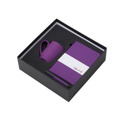 Подарочный набор с блокнотом С1, пластиковой ручкой и кружкой, фиолетовый-1