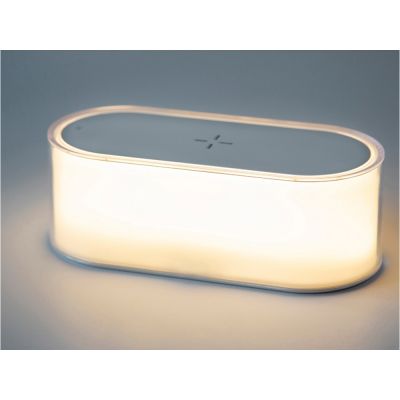 Ночник с беспроводной зарядкой и RGB подсветкой Miracle, 15 Вт, белый-12