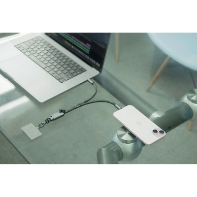 Ремешок-держатель для телефона с зарядным кабелем USB-C - USB-C Lany Wristband Charge Eco, серый-13