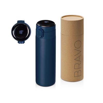 Вакуумная термокружка Waterline с медной изоляцией Bravo, 400 мл, тубус, темно-синий-0