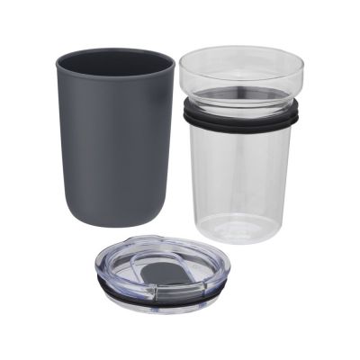 Bello, стеклянная кружка объемом 420 мл с внешней стенкой из переработанного пластика, серый-3