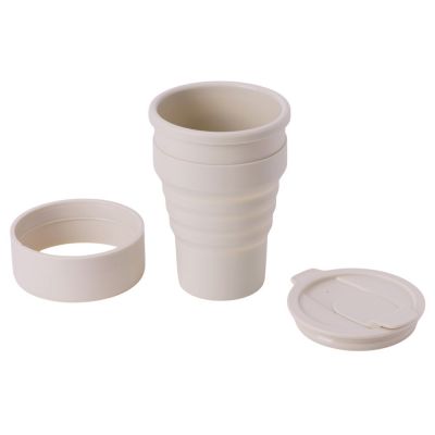 Силиконовый складной стакан GoCup, бежевый-2