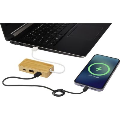 USB-концентратор Tapas из бамбука, натуральный-3