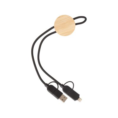 Универсальный зарядный кабель из переработанных ПЭТ и ТПЕ Acalypha, быстрая зарядка 25 Вт, черный-3