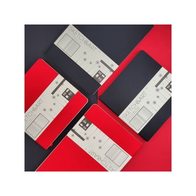 Скетчбук Sketch & Art в мягком переплете 145х145 мм, 100 л. бежевой бумаги 100 гр., красный-4