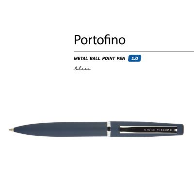 Ручка металлическая шариковая Portofino, софт-тач, 1.0 мм, синий-1