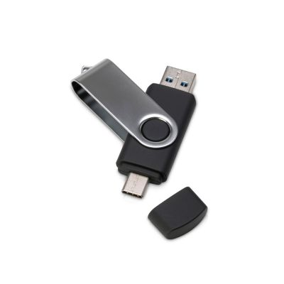 USB3.0/USB Type-C флешка на 32 Гб Квебек C, черный-0