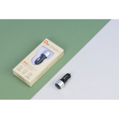 Адаптер автомобильный USB с функцией быстрой зарядки QC 3.0 TraffIQ, черный/серебристый-6