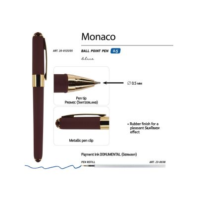 Ручка пластиковая шариковая Monaco, 0,5мм, синие чернила, коричневый-2